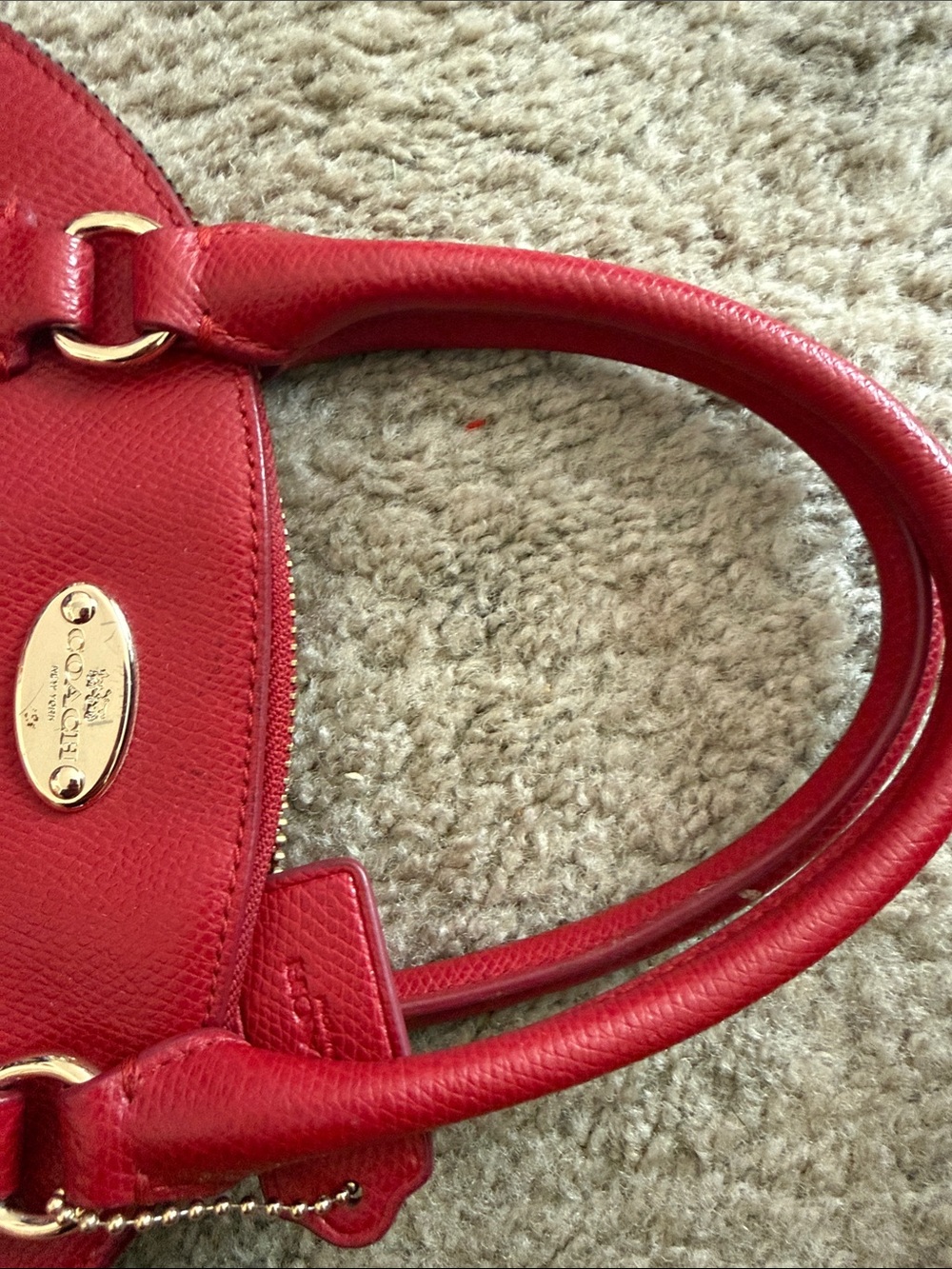Coach Pebbled small Dome Satchel - Red - Picture 6 of 6